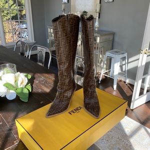 FENDI Logo FF Tall Western Boot